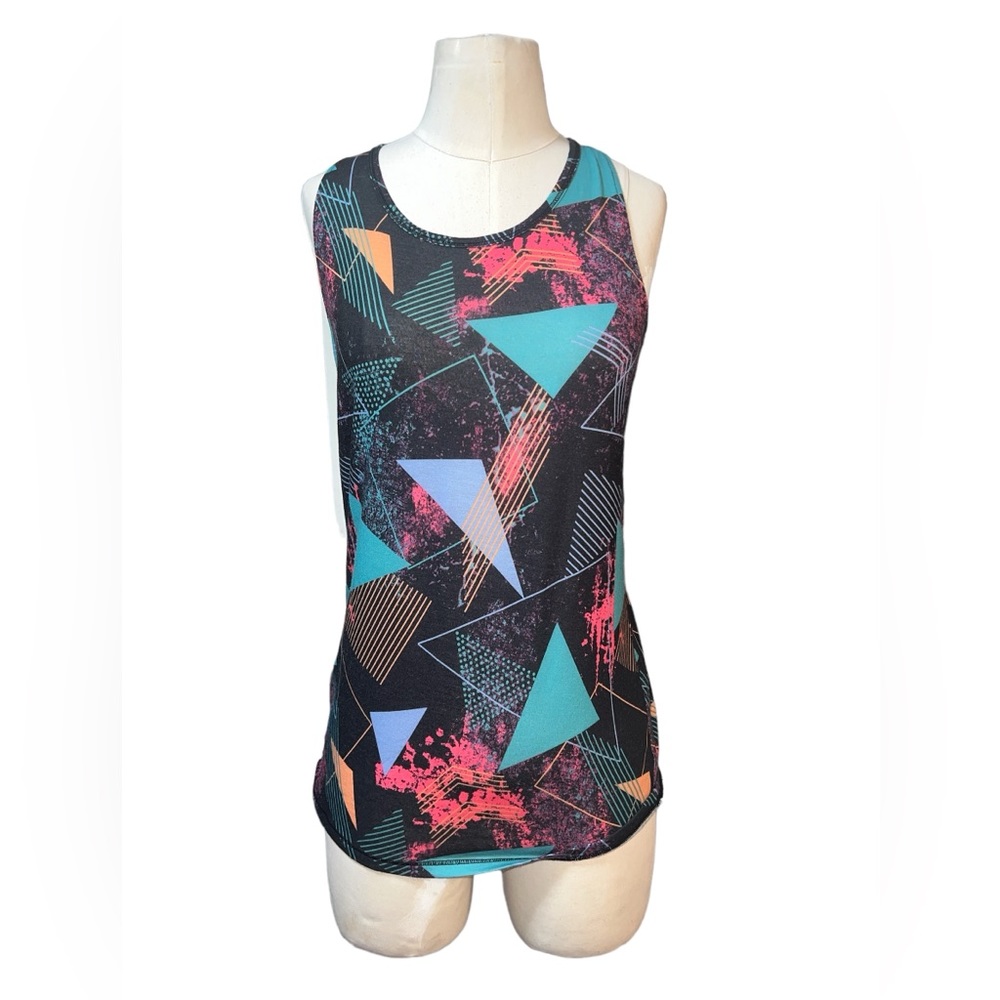 ☠️5/$20☠️ SO | 80 90's THROWBACK PATTERN CRISS CROSS RAZOR BACK TANK TOP SZ 16